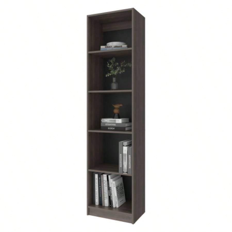 FM FURNITURE Balley Bookcase with Open Storage and 5 Shelves, Stained Walnut