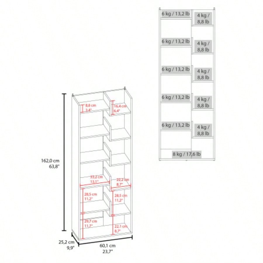 FM FURNITURE Perry Bookcase in Melamine with Open Storage