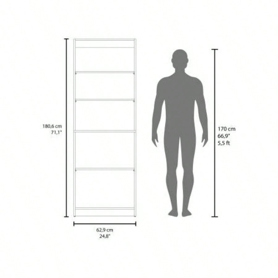 Natural Oak and White 2 - Door Bookcase with Open Storage