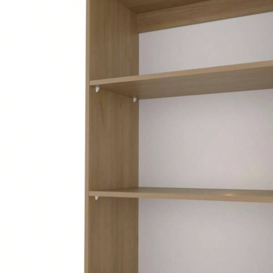 Dam Bookcase with Open Storage and 5 Shelves, Natural Oak and White