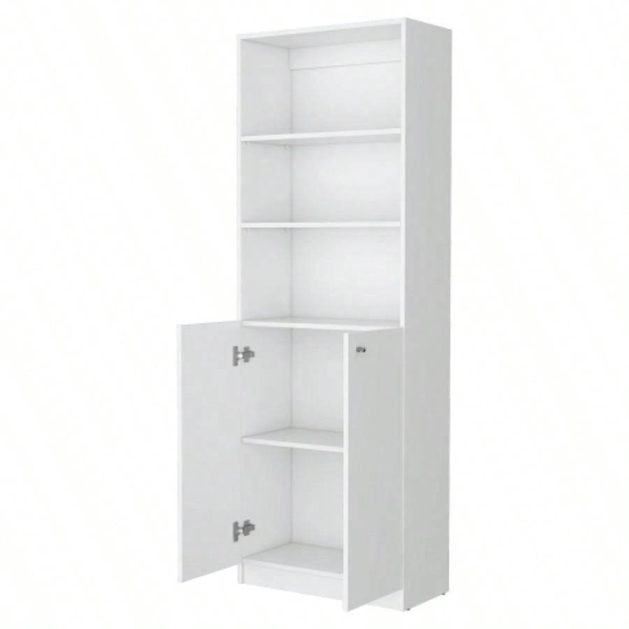 Sutton 2 - Door Bookcase, Storage with Multi - Level Shelves and Double Door Design