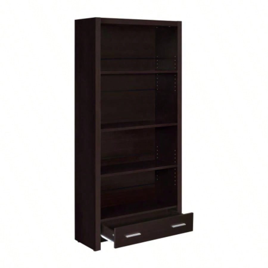 4 - Shelf Bookcase with Storage Drawer in Cappuccino