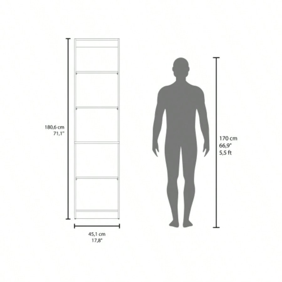 Verdi Bookcase, 5 Shelves, Macadamia/White Manufactured Wood