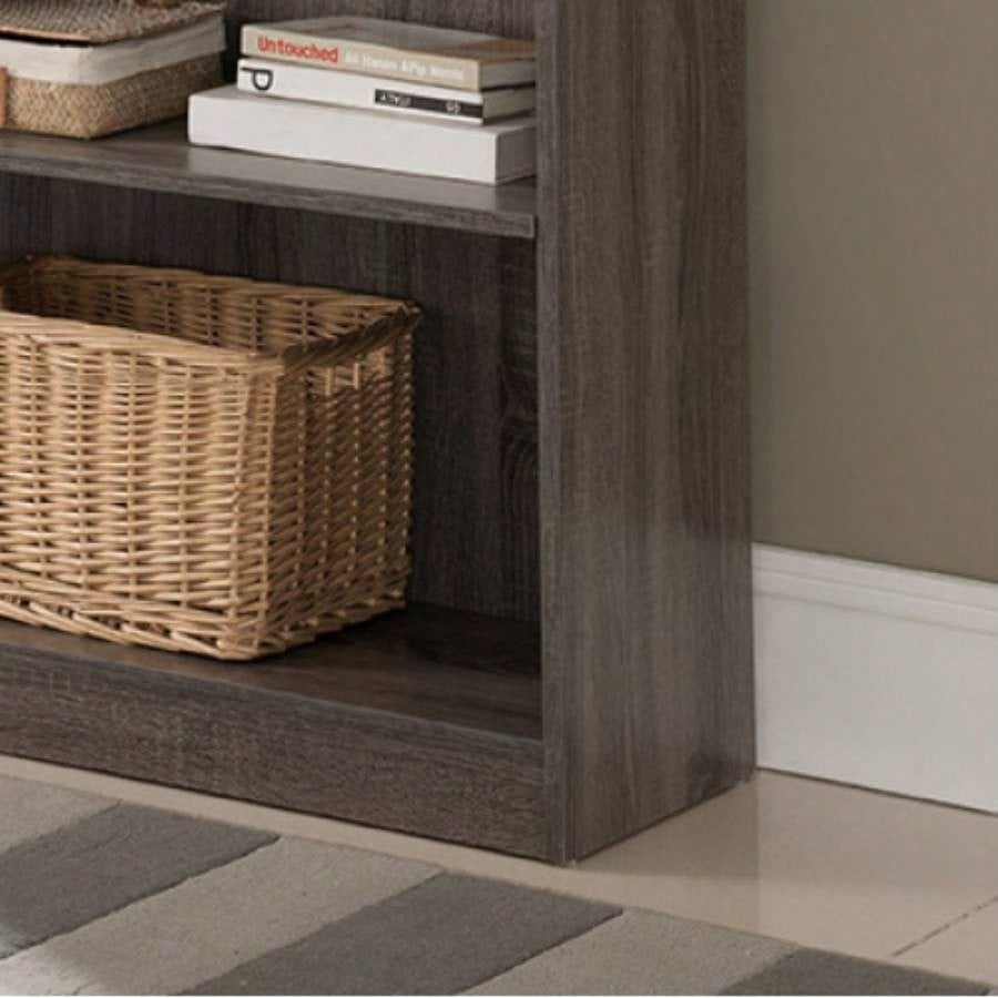 Five shelf wooden bookcase display cabinet with bottom front molding color