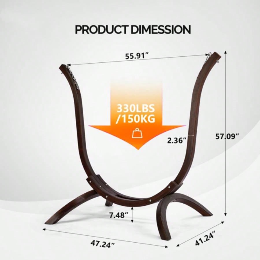 Wooden Hammock Stand Only, Rain Resistant, Heavy Duty Premium Solid Wood Hammock Chair Stand Indoor or Outdoor Use, Brown Without Hammock Chair
