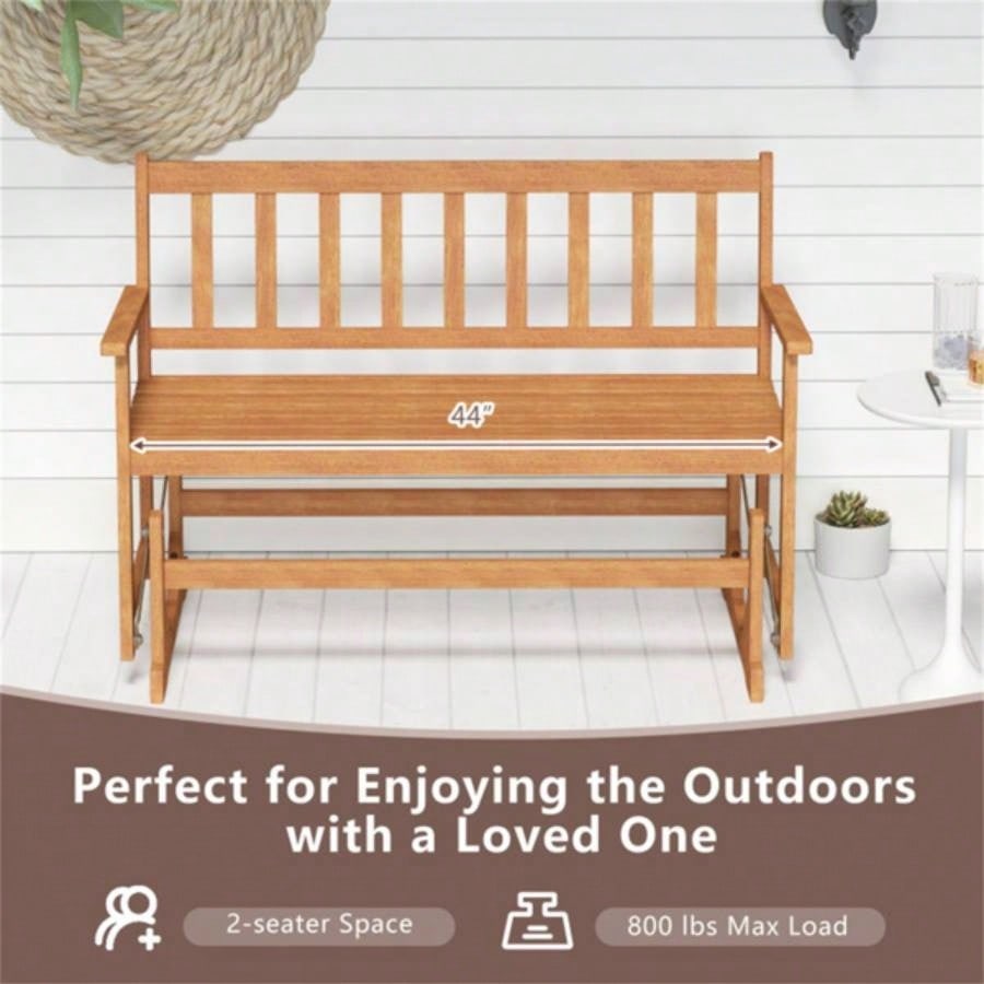 2 - Person Wooden Outdoor Rocking Chair Patio Swing Rocking Loveseat