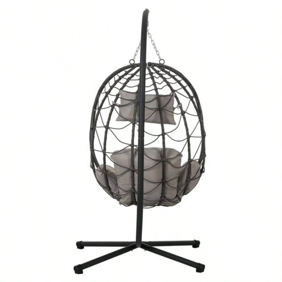Chair with Stand Indoor Outdoor Swing Chair Patio Wicker Hanging Chair Hanging Basket Chair with Stand Bedroom Living Room Balcony