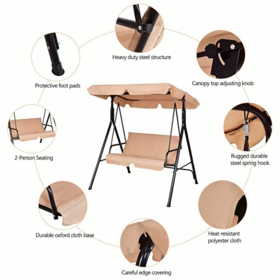 2 - Patio Swing Chair with awning