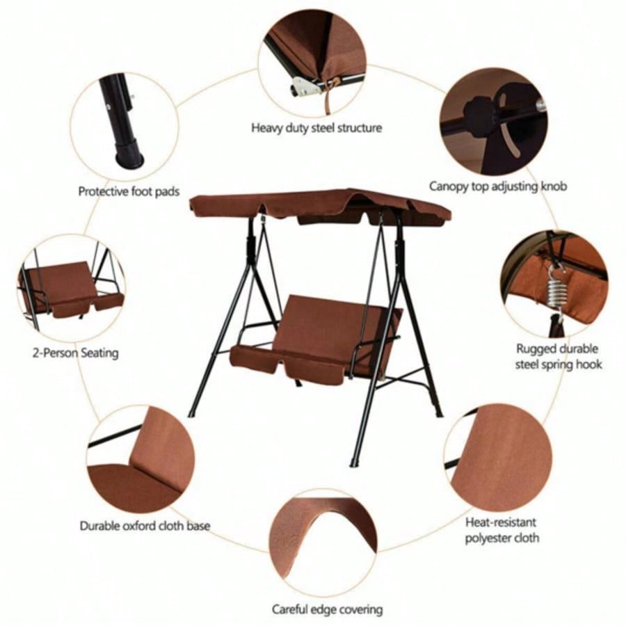 2 - Patio Swing Chair with awning