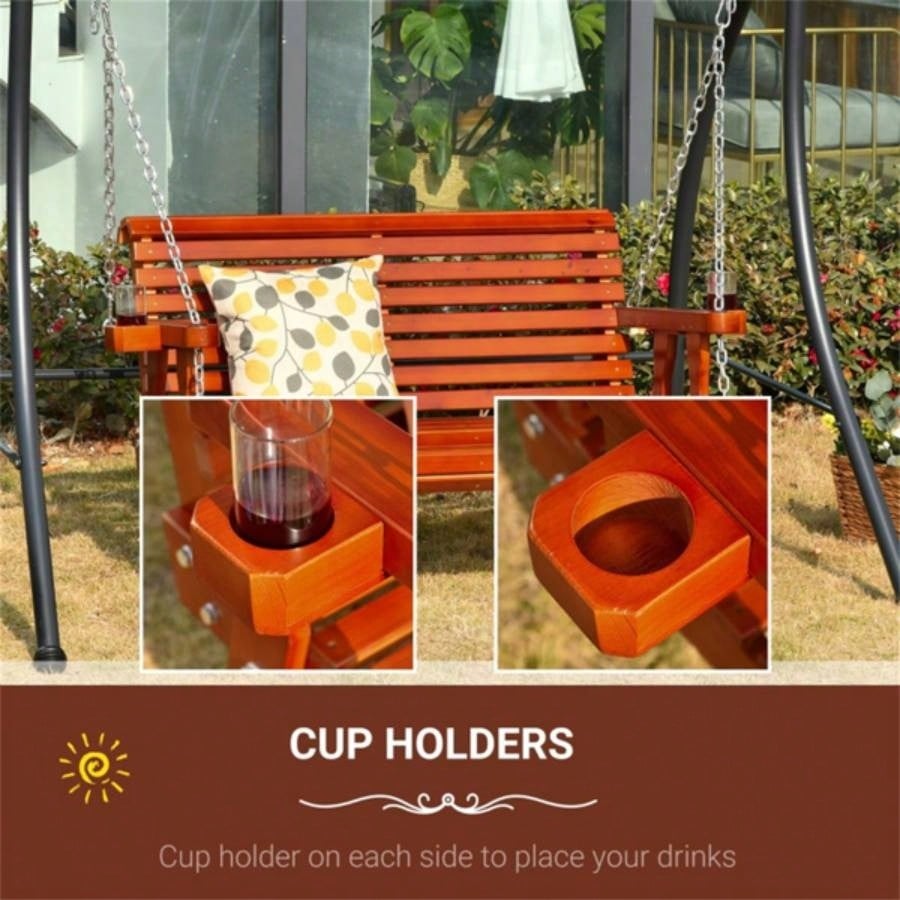2 Seater Outdoor Patio Swing Chair - Brown Prohibited by