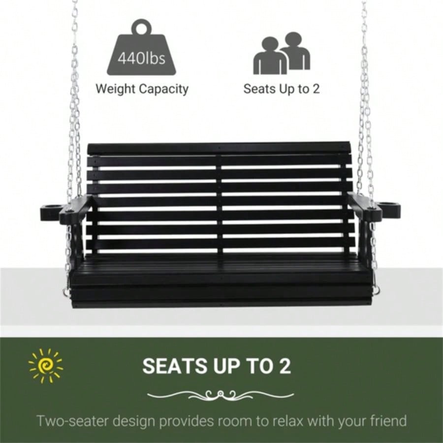 2 Seater Outdoor Patio Swing Chair - Black Prohibited by