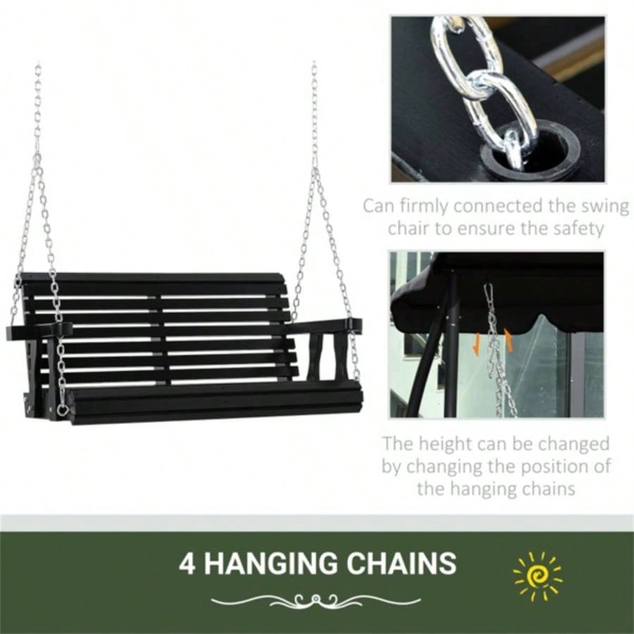 2 Seater Outdoor Patio Swing Chair - Black Prohibited by