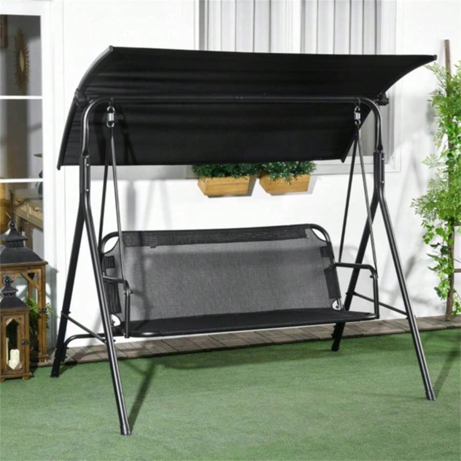3 - Outdoor Patio Swing Chair - Black Prohibited by