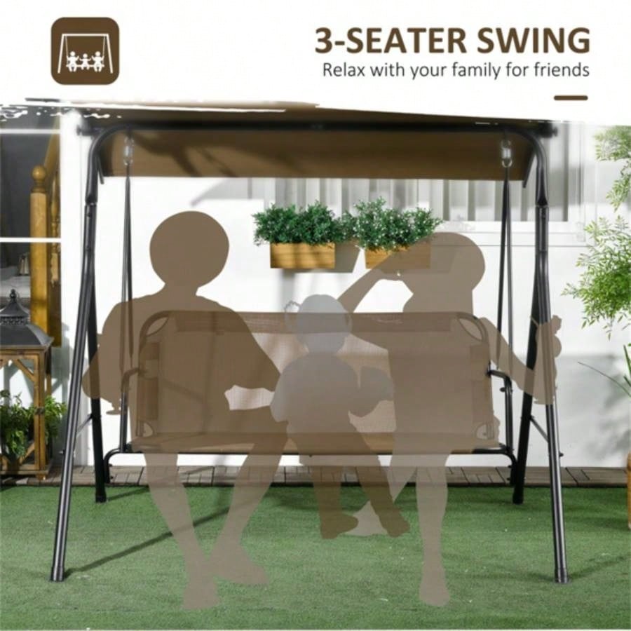 3 - Outdoor Patio Swing Chair - Brown Prohibited by