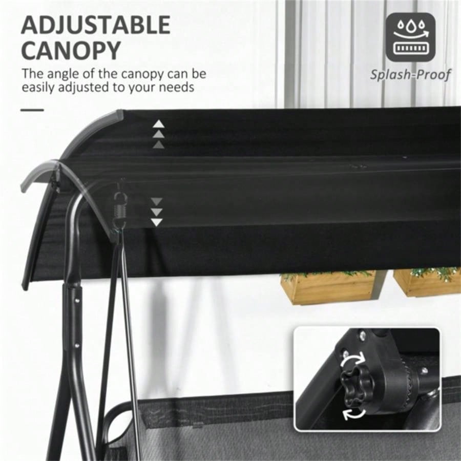 3 - Outdoor Patio Swing Chair - Black Prohibited by