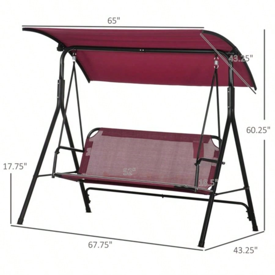 3 - Outdoor Patio Swing Chair - Wine Red Prohibited by