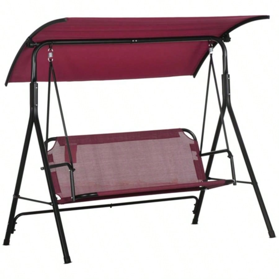 3 - Outdoor Patio Swing Chair - Wine Red Prohibited by