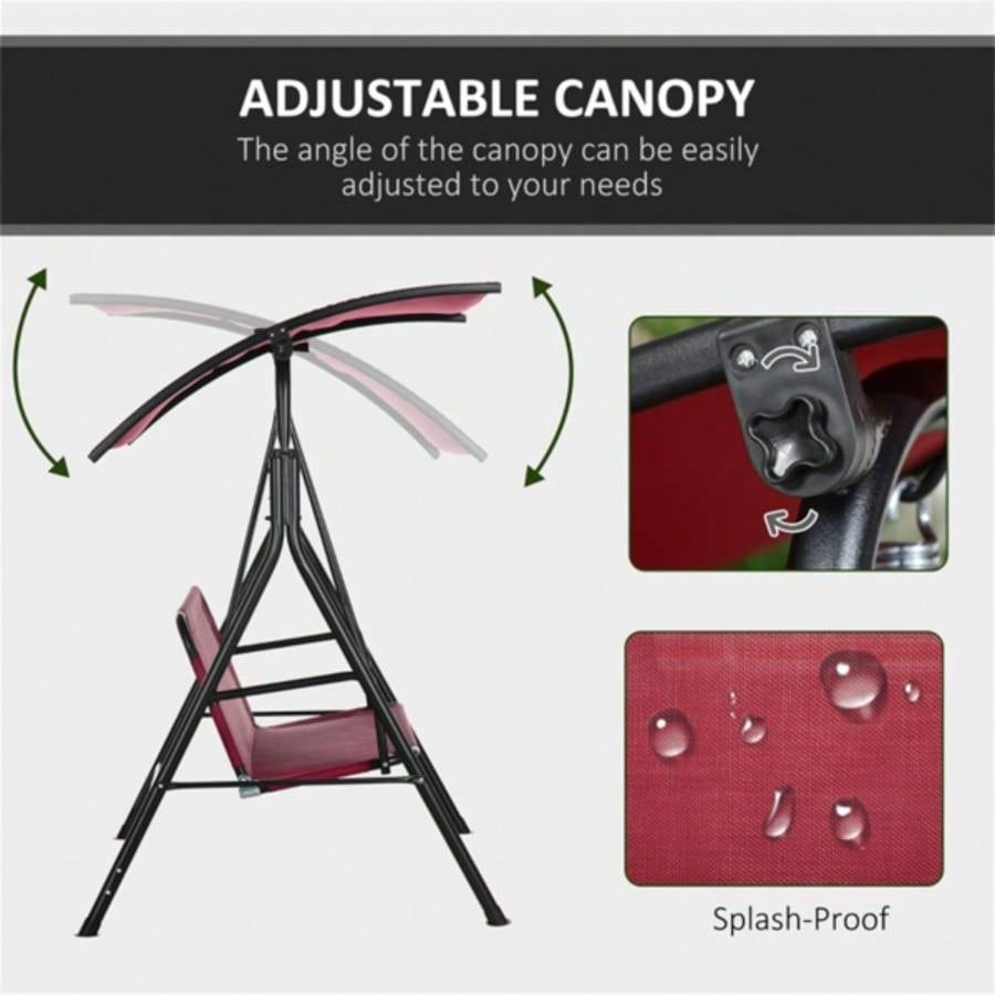 3 - Outdoor Patio Swing Chair - Wine Red Prohibited by