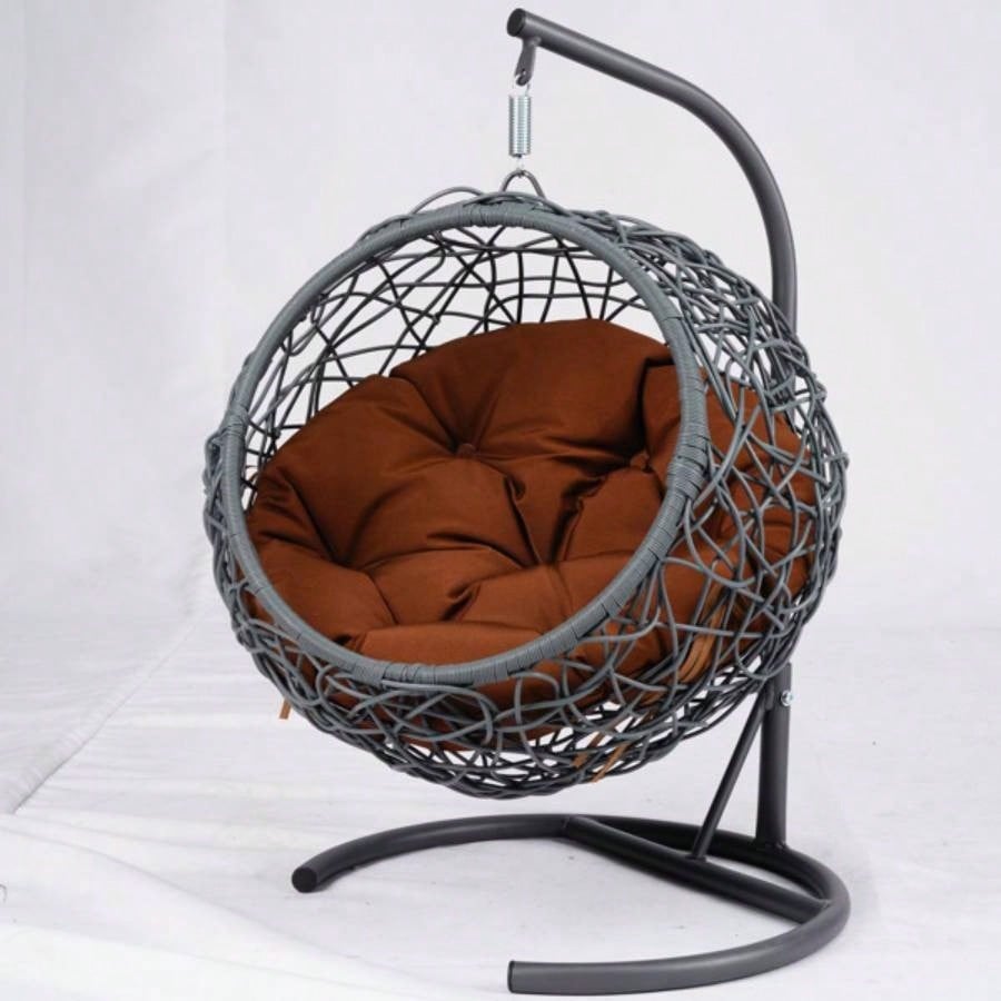 Swing Bed with Stand Cushion, Chair with Rattan Wicker Appearance, Indoor Hanging Swinging Bed Cats, Small Dogs, and Small Animals, Brown