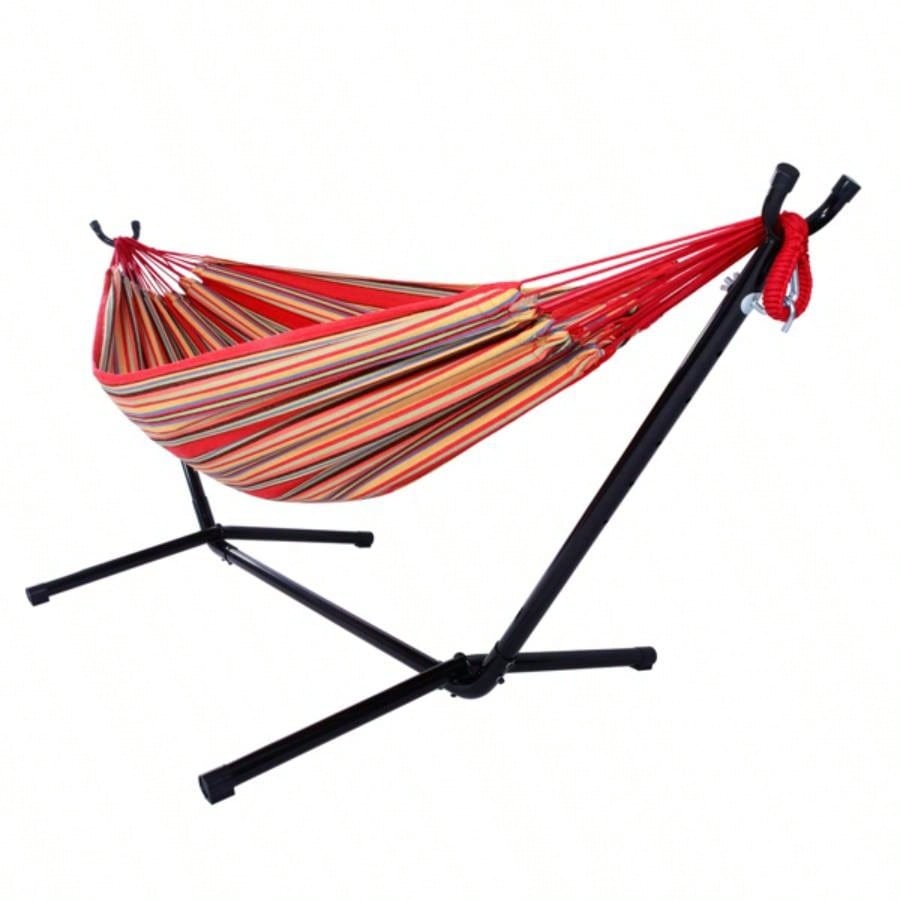 Portable Outdoor Polyester Hammock Set Red