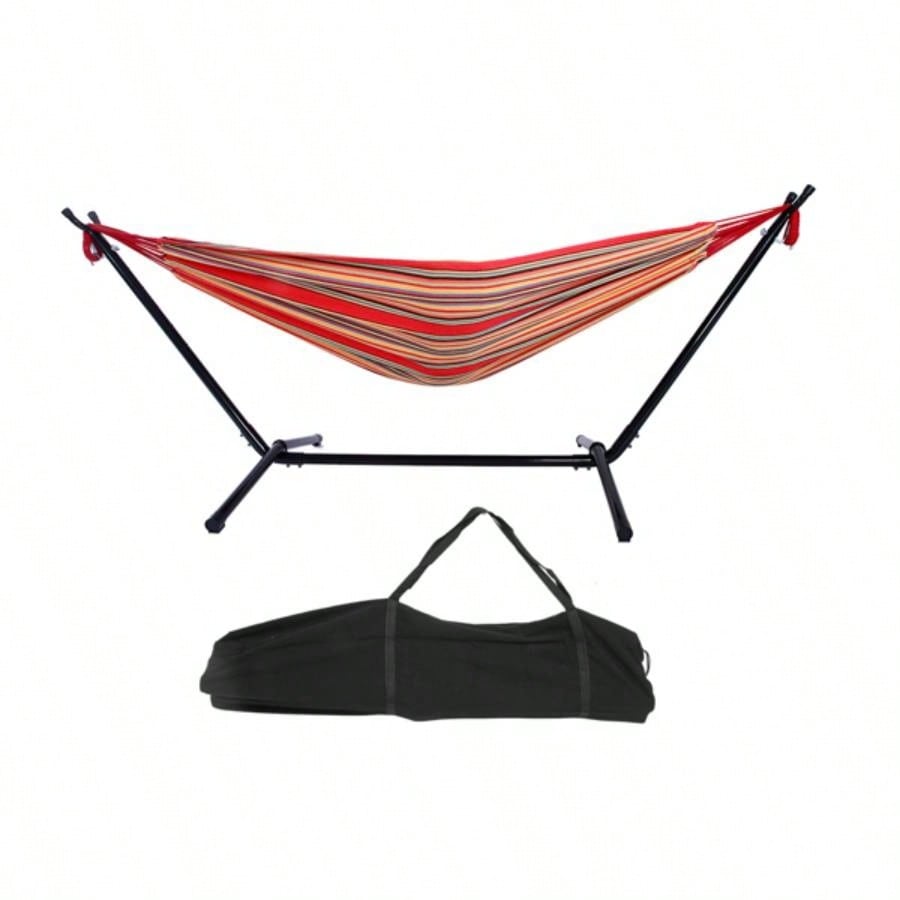 Portable Outdoor Polyester Hammock Set Red