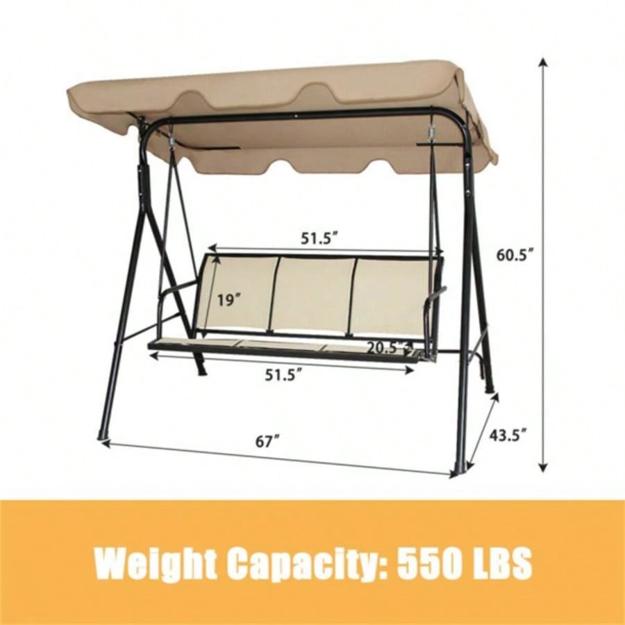 3 - person garden swing Brown