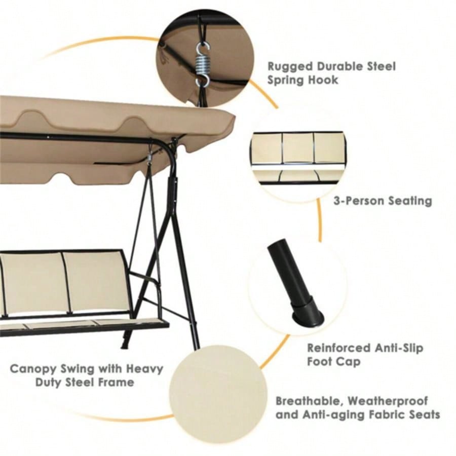 3 - person garden swing Brown
