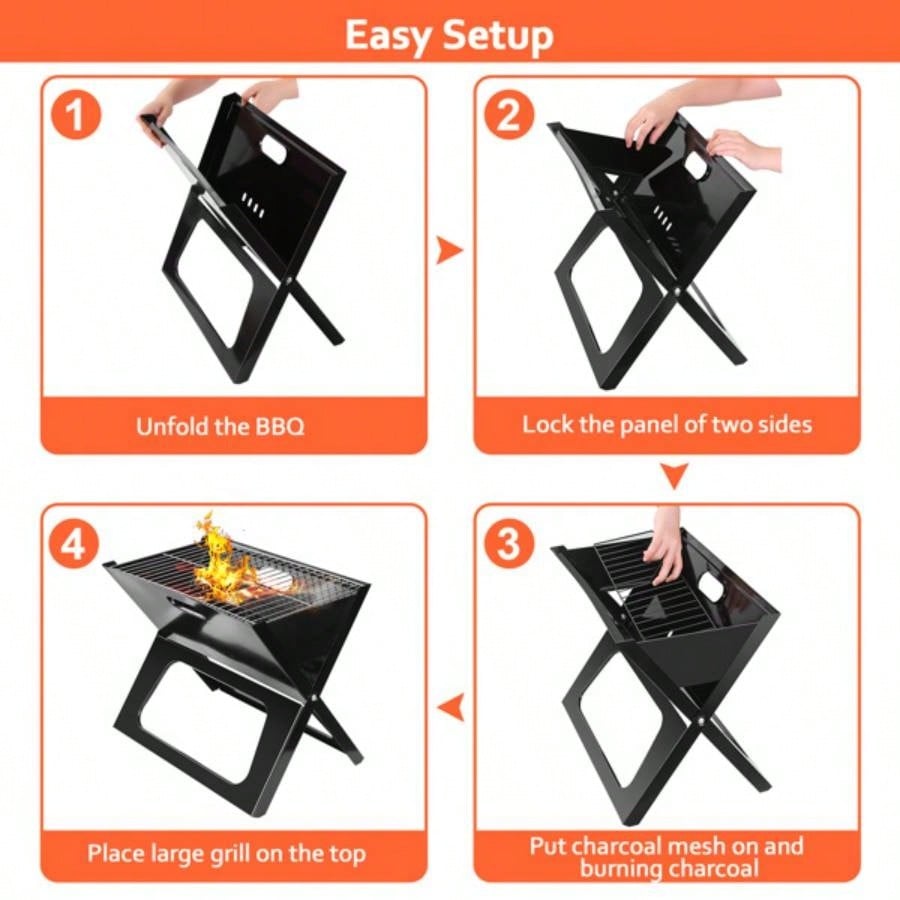 Portable BBQ Barbecue Grill Foldable Charcoal Grill Camping Garden Outdoor Travel