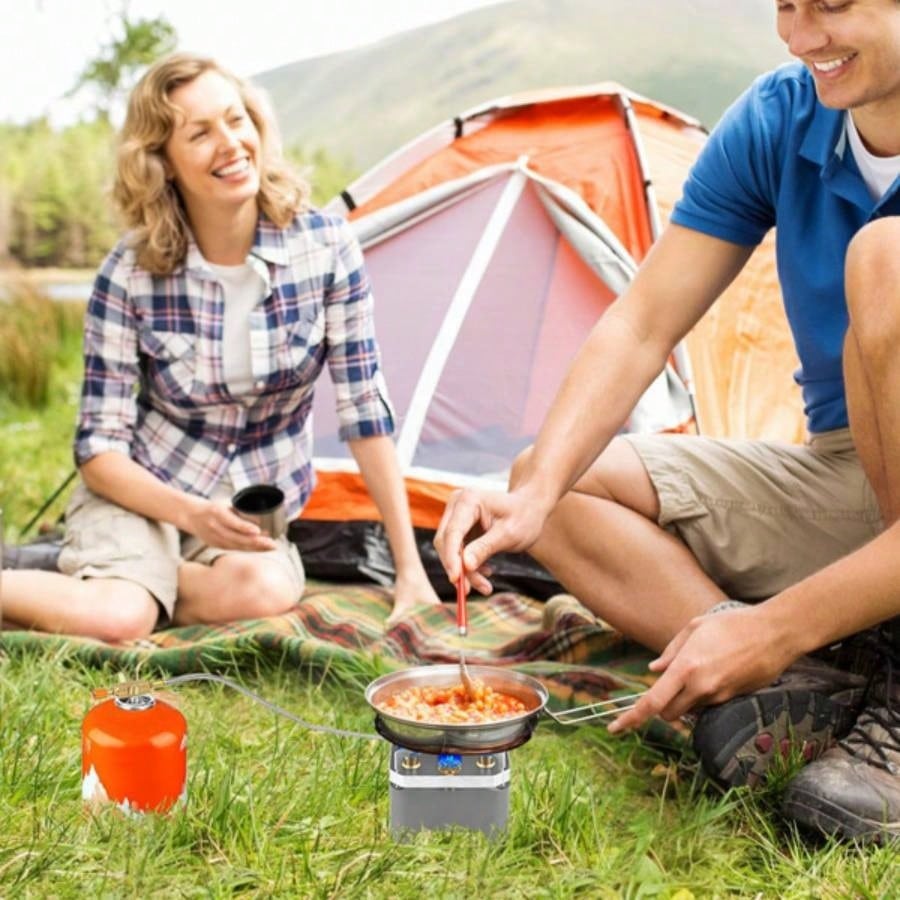 12000W Portable Camping Stove With Cassette Adapter Windproof Outdoor Backpacking with Carrying Igniter Outdoor Hiking Camping Picnic Backpacking