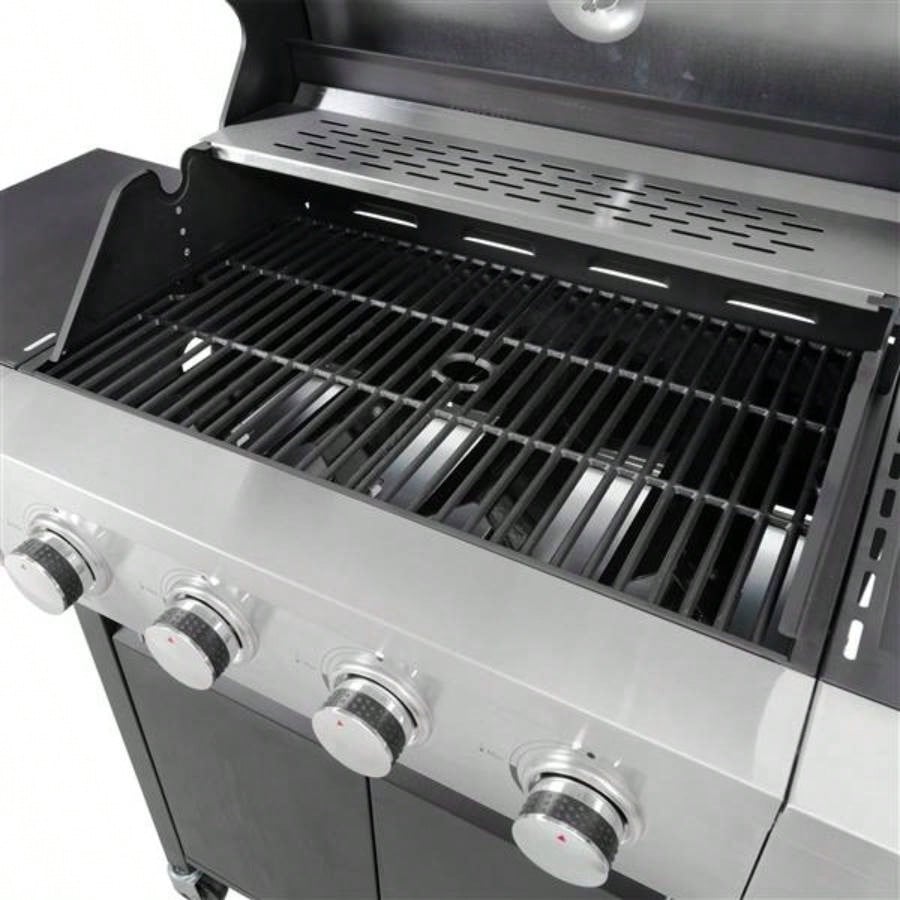 Propane Grill 4 Barbecue Grill Stainless Steel Gas Grill with Side and Thermometer Outdoor BBQ, Camping