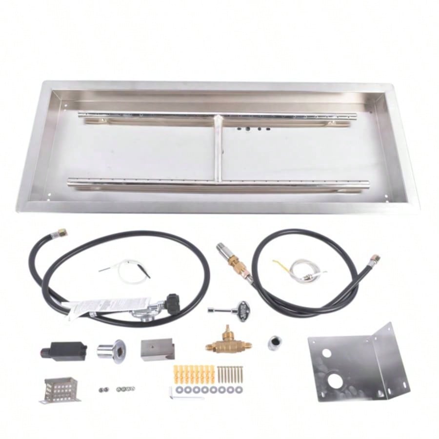 30x10 - inch Fire Pit Pan Stainless Steel Fire Pit Kit Rectangular Indoor or Outdoor