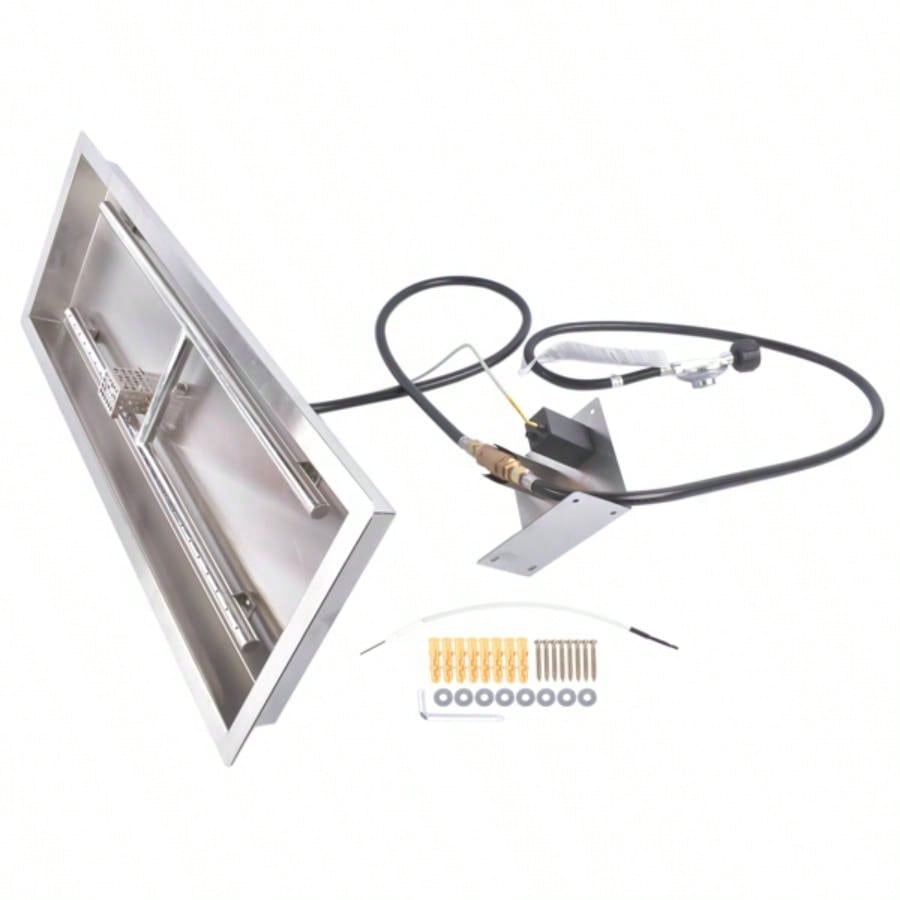 30x10 - inch Fire Pit Pan Stainless Steel Fire Pit Kit Rectangular Indoor or Outdoor