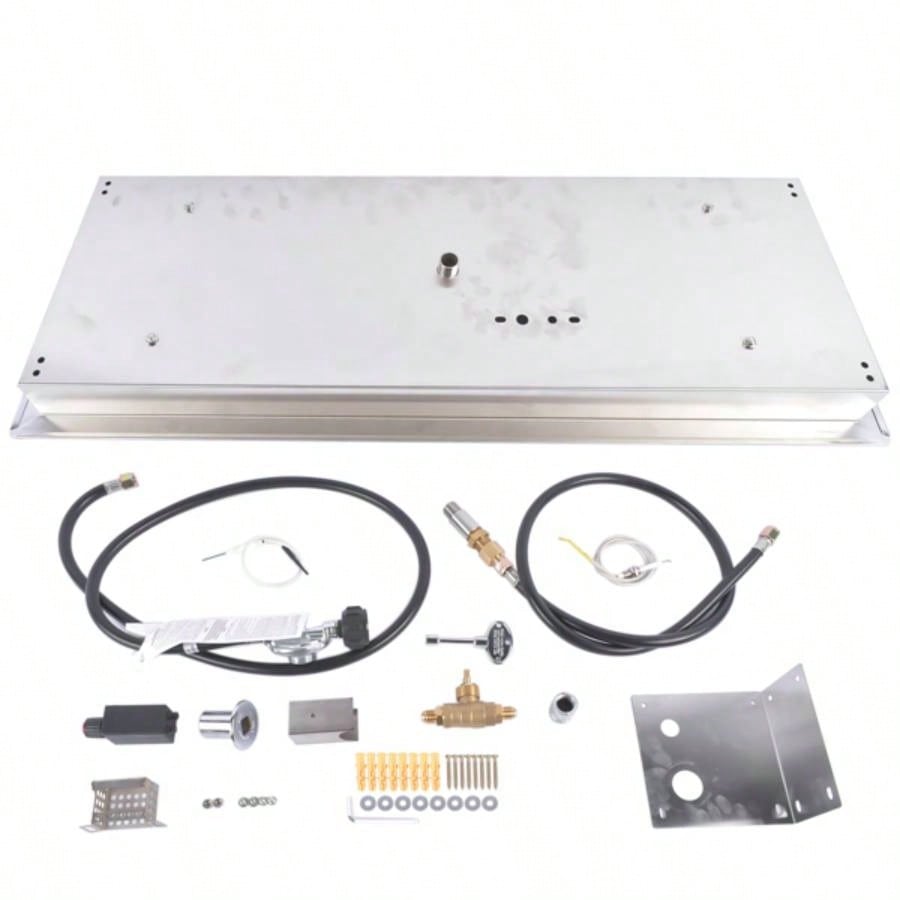 30x10 - inch Fire Pit Pan Stainless Steel Fire Pit Kit Rectangular Indoor or Outdoor