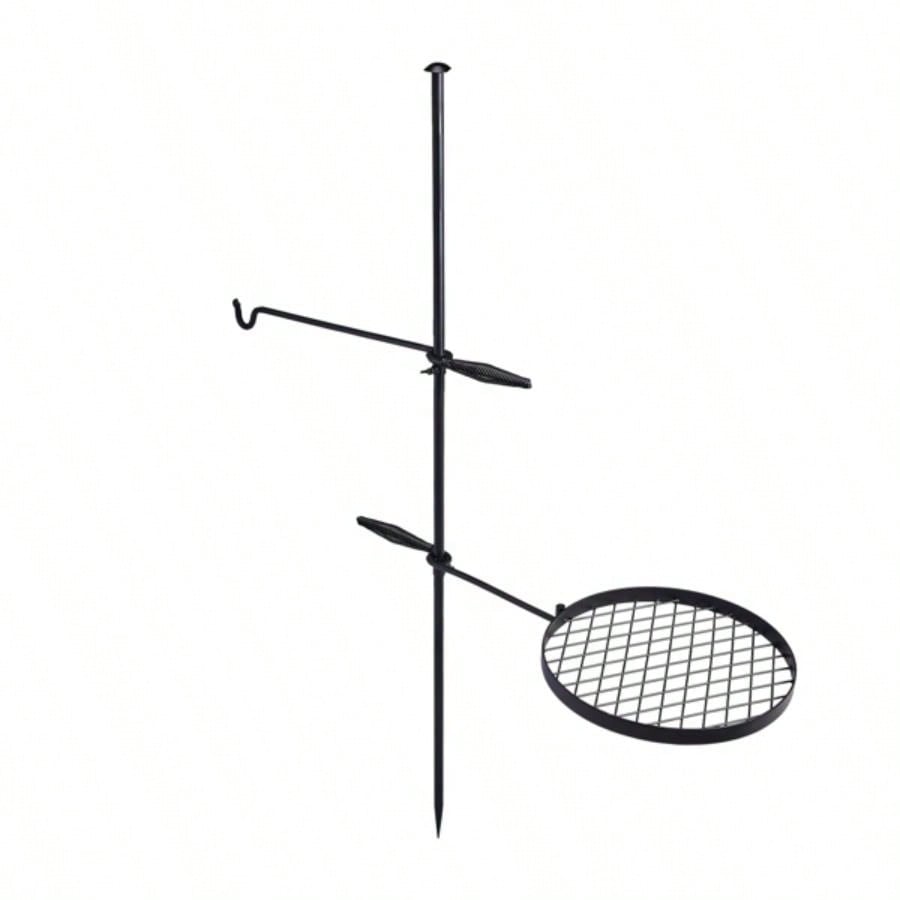 Swivel Campfire Grill, Open Fire Cooking Equipment Camping with Height Adjustable Grill Grate and Hanger Rod and Carry Bag