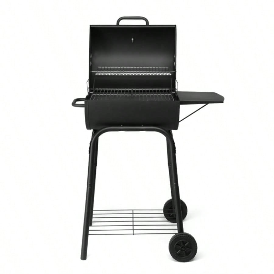 Charcoal Grills Outdoor BBQ Grill, Charcoal Grill with Side Table and Wheels, Outdoor Backyard Camping Picnics Patio and Parties