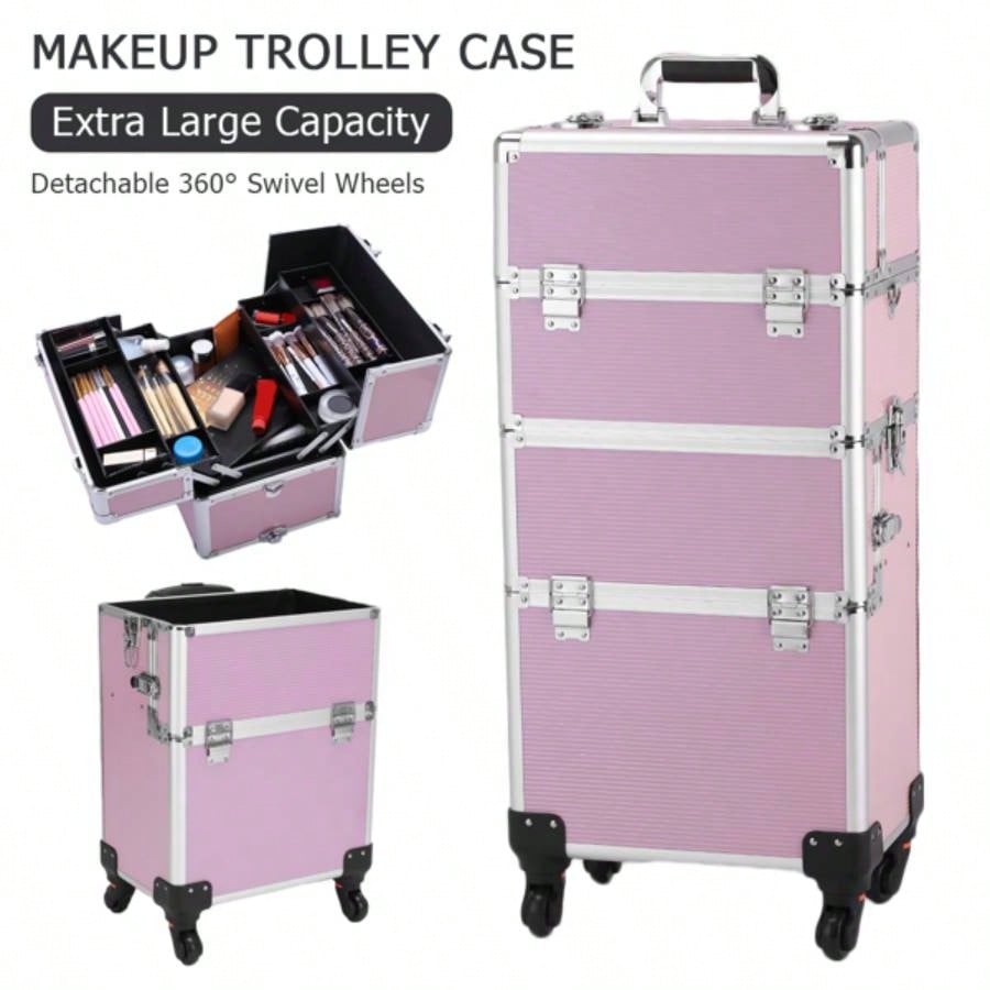 3 in 1 Aluminum Cosmetic Makeup Tattoo Box Pink
