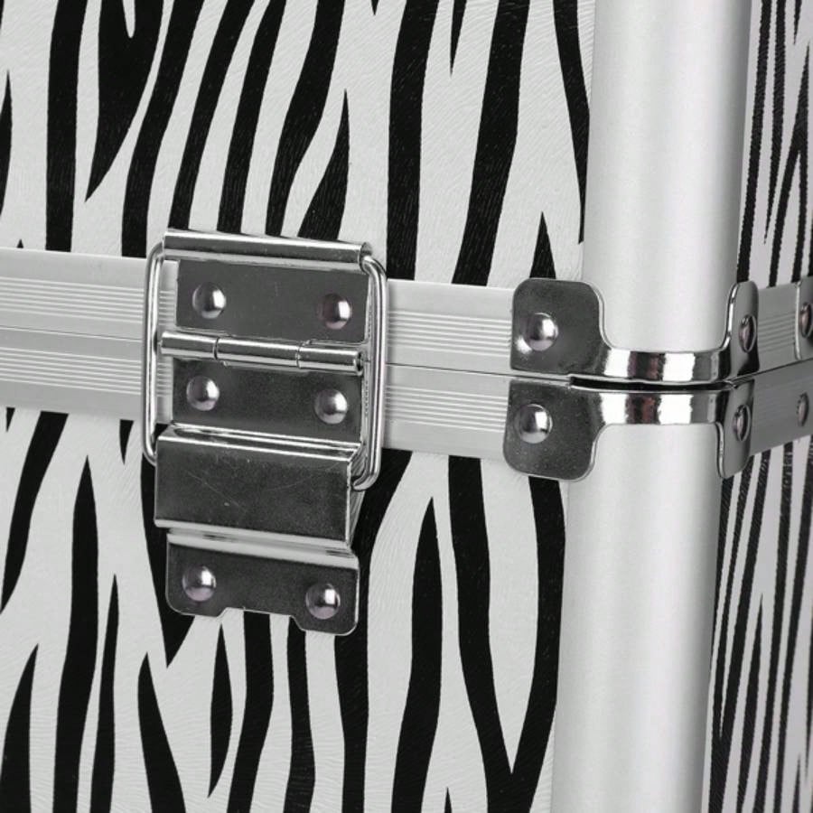 3 in 1 Aluminum Cosmetic Makeup Tattoo Box White Zebra Print