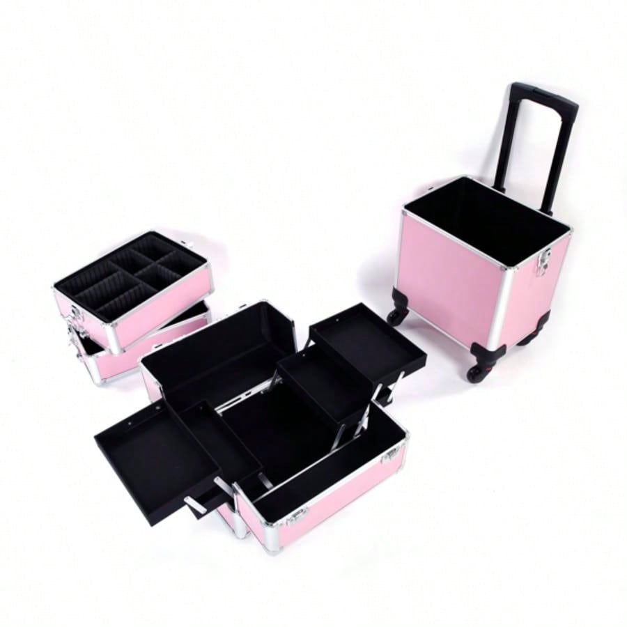 4 in 1 Aluminum Cosmetic Makeup Tattoo Box Pink