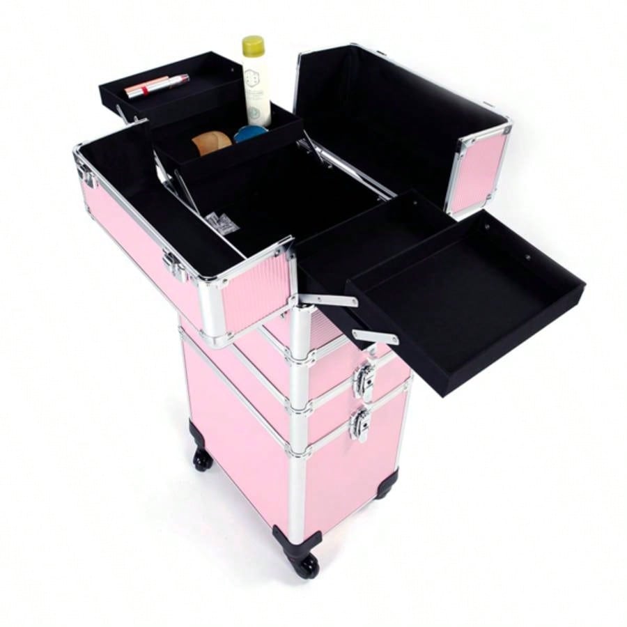 4 in 1 Aluminum Cosmetic Makeup Tattoo Box Pink