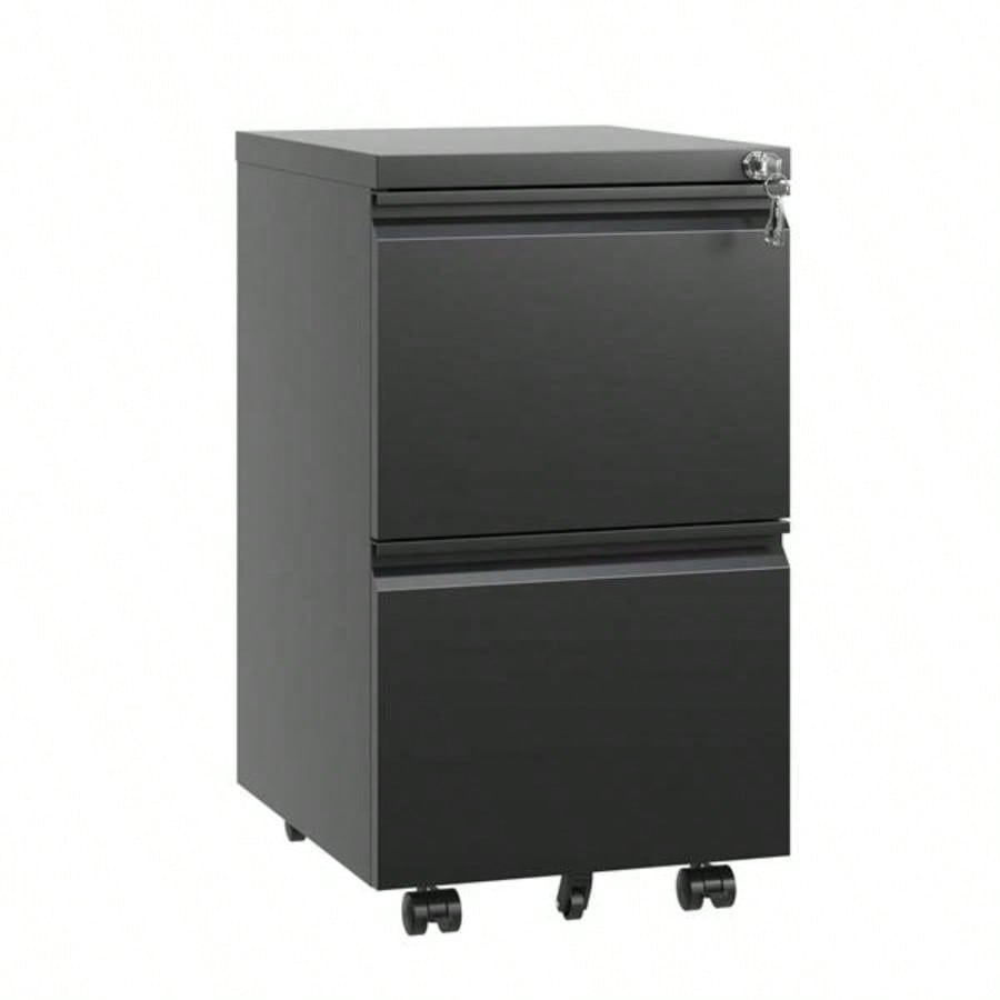 2 Drawer Metal Mobile File Cabinet, Rolling File Cabinet with Lock Hanging Legal/Letter/A4 Size, Fully Assembled Except Wheels