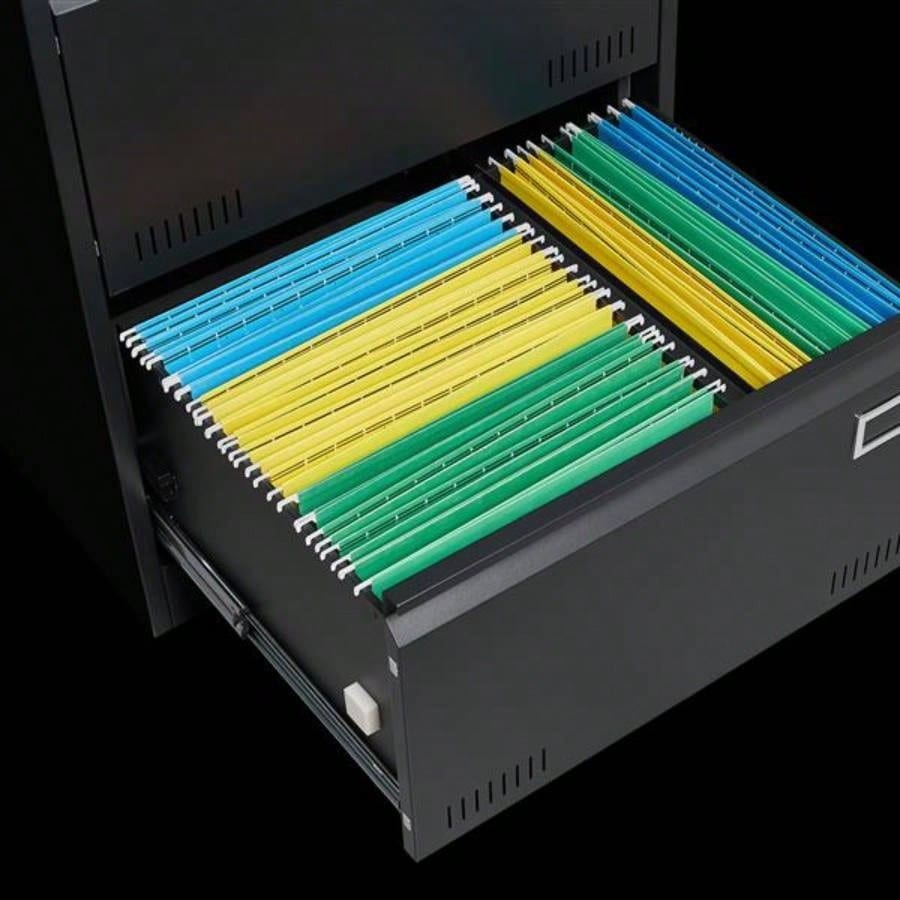 Filing Cabinet Lateral File Cabinet 3 Drawer, Blcak Locking Metal File Cabinets Three Drawer, Office Filing Cabinet with Lock Drawers Home Office/Legal/Letter/A4/F4