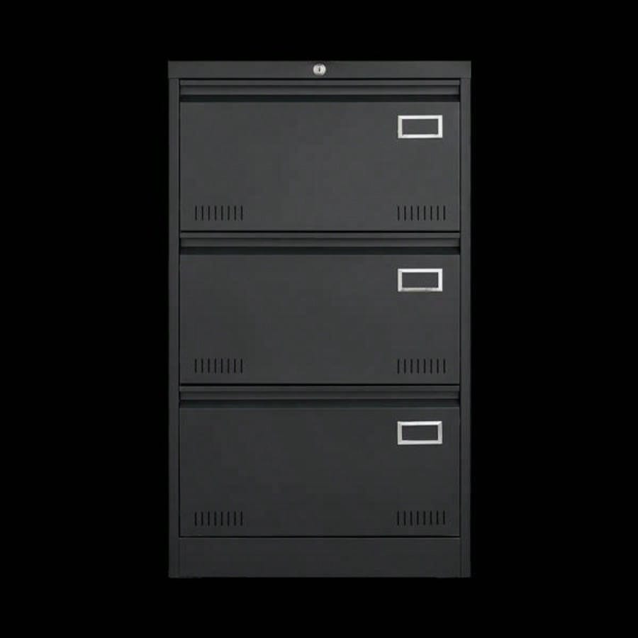Filing Cabinet Lateral File Cabinet 3 Drawer, Blcak Locking Metal File Cabinets Three Drawer, Office Filing Cabinet with Lock Drawers Home Office/Legal/Letter/A4/F4