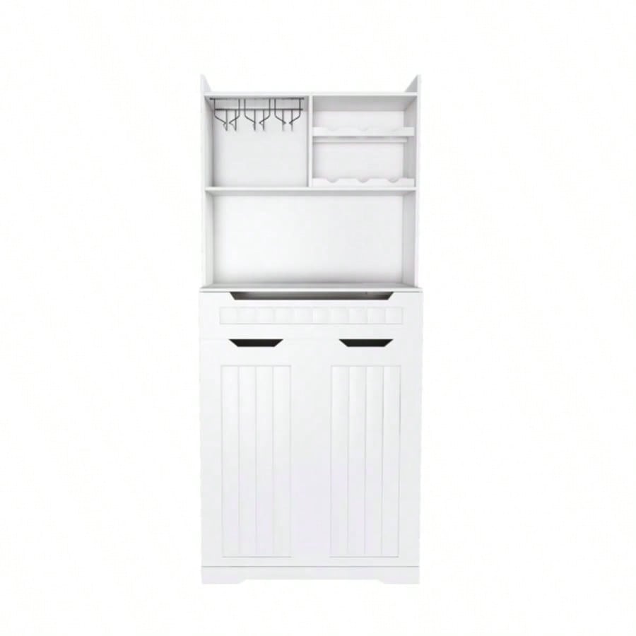 White Buffet Cabinet with Hutch - Modern Farmhouse Kitchen Storage Sideboard with 2 Drawers Barn Doors, Coffee Bar Station or Liquor Cabinet Dining Room, Living Room