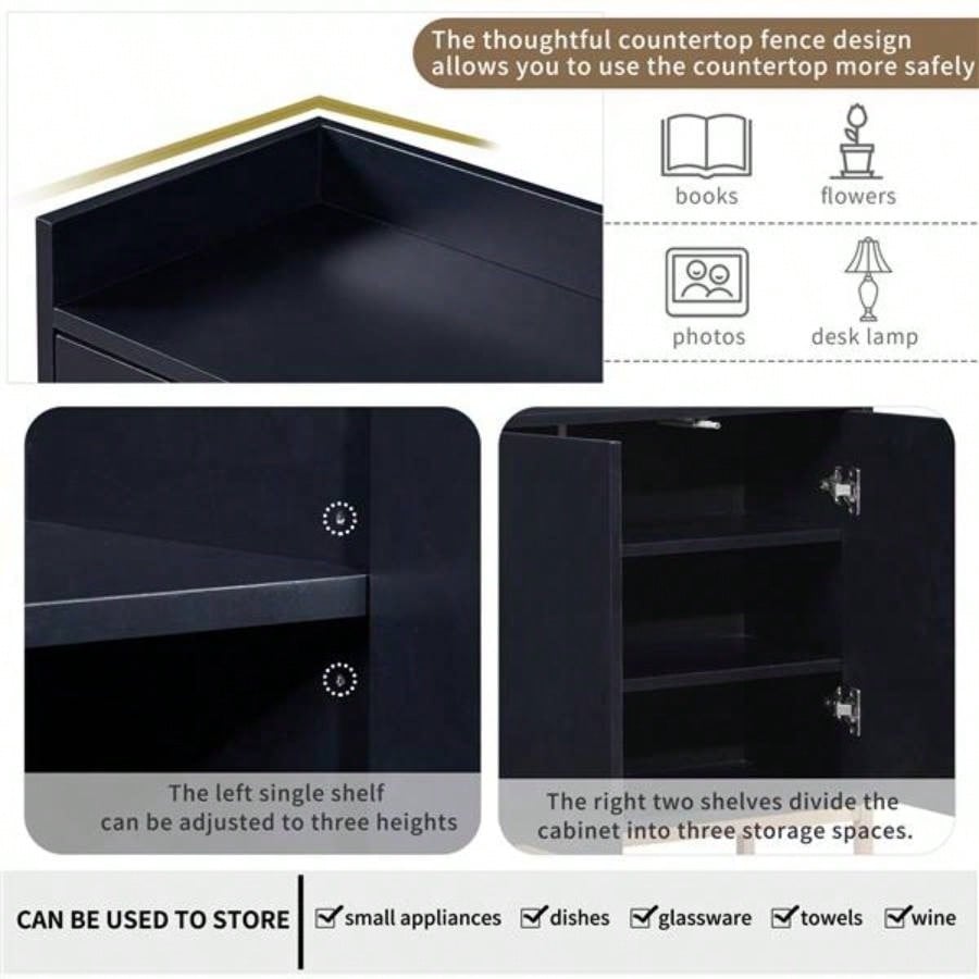 Modern Sideboard Elegant Buffet Cabinet with Large Storage Space Dining Room, Entryway Black