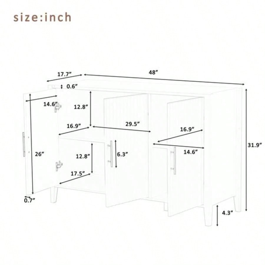 Featured Three - door Storage Cabinet with Metal Handles, Suitable Corridors, Entrances, Living rooms, and Study rooms