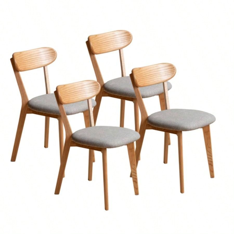 Set of 4 pcs Dining Chair Wooden FAS Grade Oak Natural Wood Made in North America Dirt - Wood Chair Solid Chair Table Chair Wooden Living Room Chair Simple And Natural 47.5 * 55.5 * 78cm