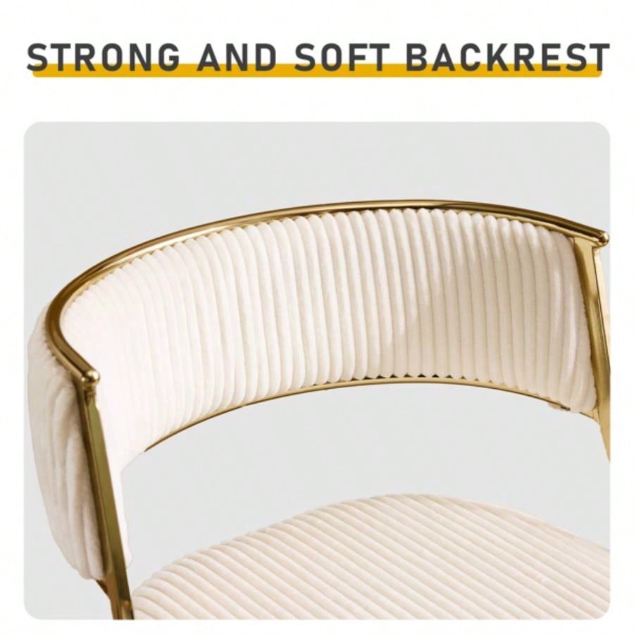 2pcs Thick Corduroy Gold - plated Iron Feet Bar Stool Beige