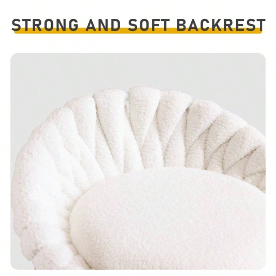 2pcs Teddy Velvet Gold - plated Iron Feet Bar Stool Weaving Style White With Swivel