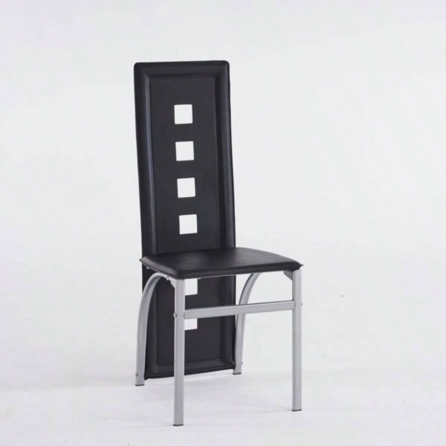 4pcs long backrest square hollow decoration PU leather dining chair round tube black cushion electroplating chair leg N201Replace encoding13029118
