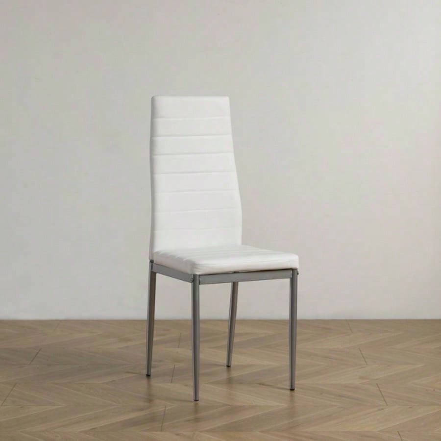 4pcs backrest cushion horizontal sewing decoration PU leather dining chair round tube white cushion gray leg N201 Replace encoding 13029116